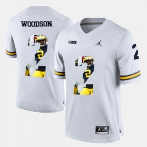 Men's Michigan Wolverines #2 Charles Woodson White Player Pictorial Jersey 693266-794